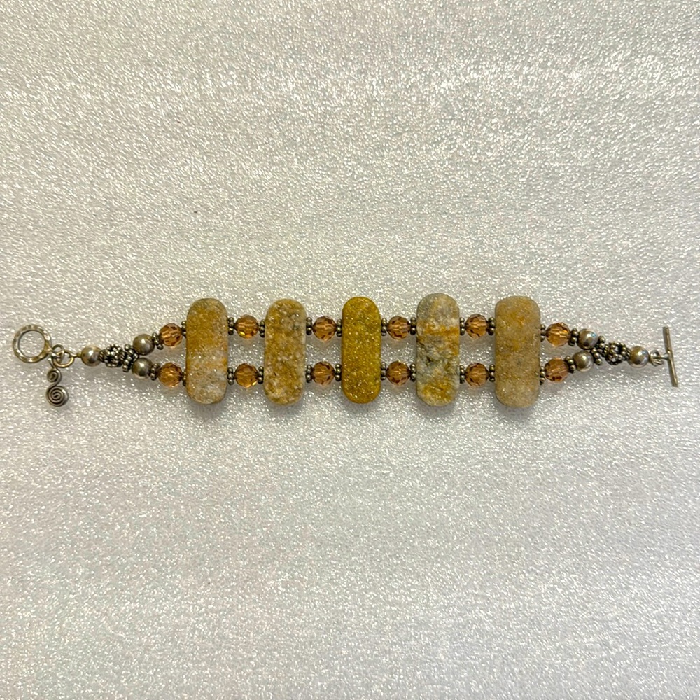 Artisan Handmade Natural Druzy and Silver Bracelet